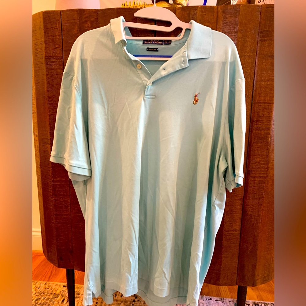 Polo custom fit teal polo shirt